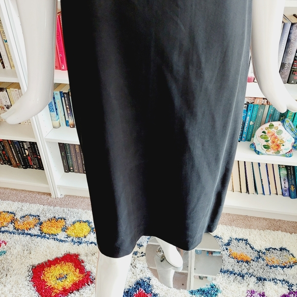 Eileen Fisher 100% Silk Georgette Crepe Asymmetrical Neck Sleeveless Dress - Picture 4 of 9